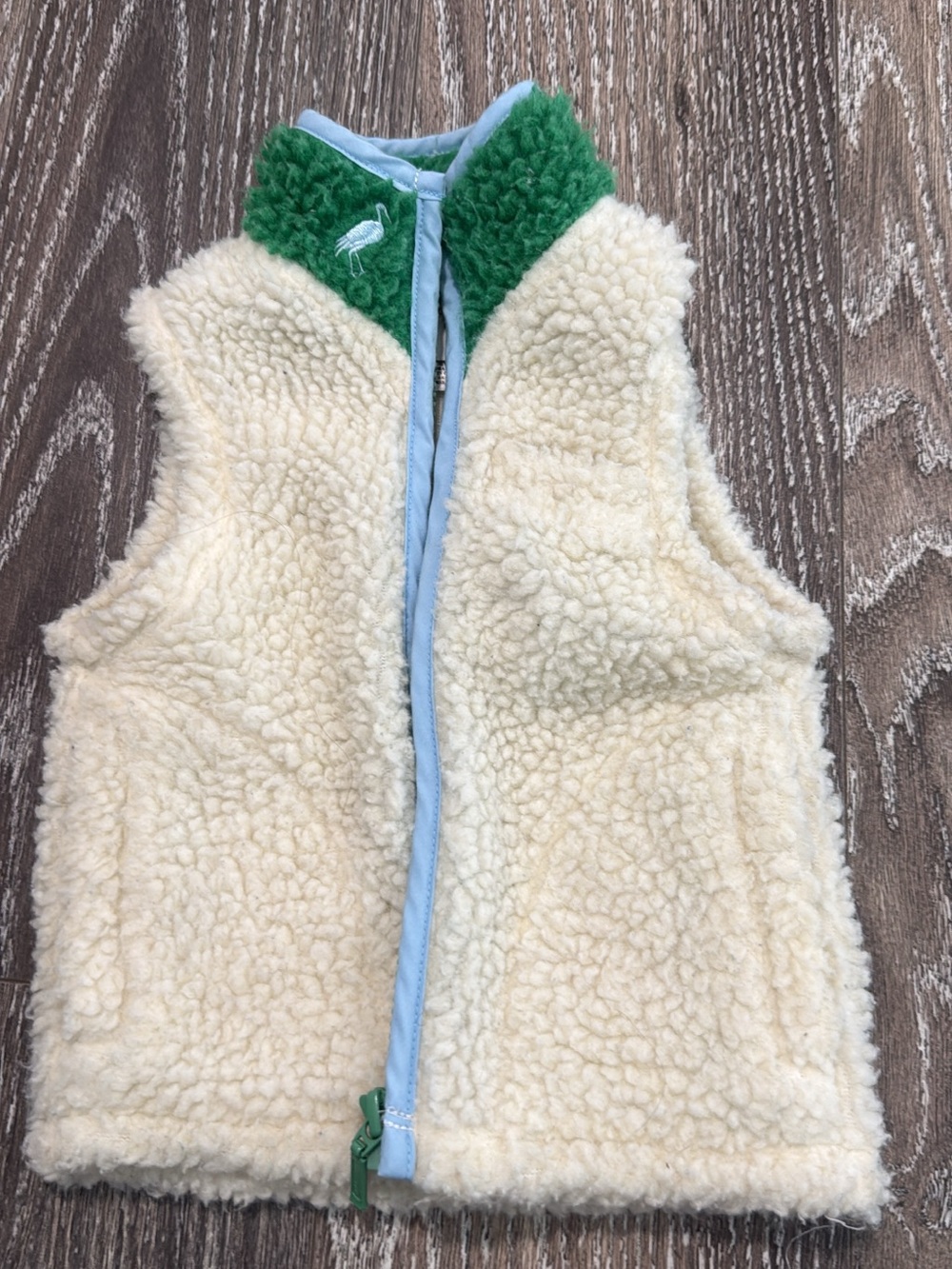 The Beaufort Bonnet Company Cream Sherpa Vest with Green Collar